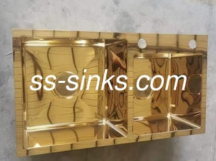 De Komdaling van spiegel Gouden Matte Black Kitchen Sink Double in 3.5mm