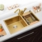 Het dubbele Bassinsatijn beëindigt Matte Gold Kitchen Sink Depth 220mm