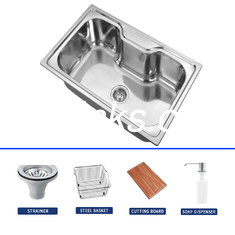 50/50 Split Basin Double Bowl SS Keukensink met kraan elektroplaat