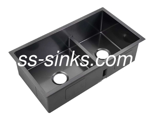 Retangle Black Stainless Steel Double Bowl Sink voor makkelijke reiniging en onderhoud
