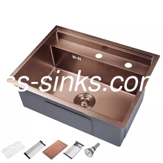 Bronzen Afwerking Dubbele Schotel Rectangular Keuken Koel Roestvrij voor Moderne Keuken