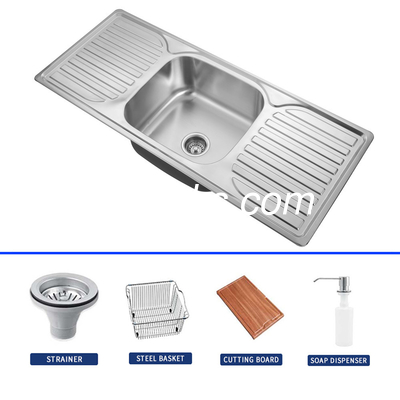 20 gauge staal Single Bowl Drop In Keuken Wasbak Met Drainboard