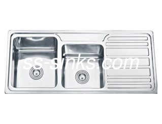Goud afgewerkt roestvrij staal dubbele schaal wasbak 18 Gauge 2 Drains Duurzaam