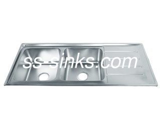 met drainboard gepolijst roestvrij staal Double Bowl Sink kitchen sink grid