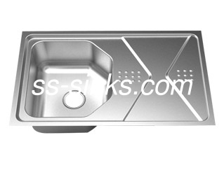 Een enkele schaal drop in roestvrij staal een enkele schaal wasbak met drainboard