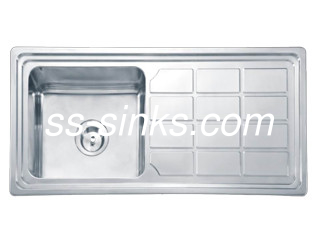 Een enkele schaal drop in roestvrij staal een enkele schaal wasbak met drainboard