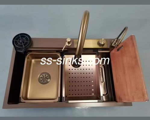 SS304 Beschermingsrooster boven counter rollen Zwart handgemaakte keuken wasbak