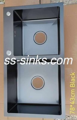 Gepoetste roestvrij staal 33x22 Drop In Dual Bowl handgemaakte keuken wasbak