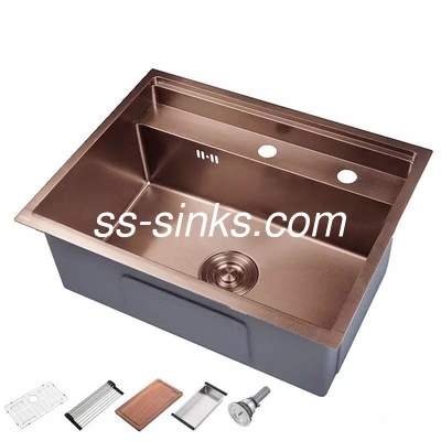 Bronzen Afwerking Dubbele Schotel Rectangular Keuken Koel Roestvrij voor Moderne Keuken