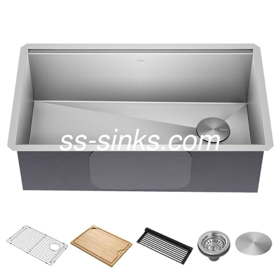 Moderne stijl Topmount keuken wastafel met 3,5 inch afvoer Opening rechthoekige schaalvorm