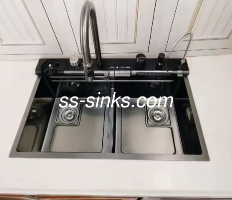 18 Gauge handgemaakte keuken wastafel met achter- of middenafvoer 220 mm schaaldiepte
