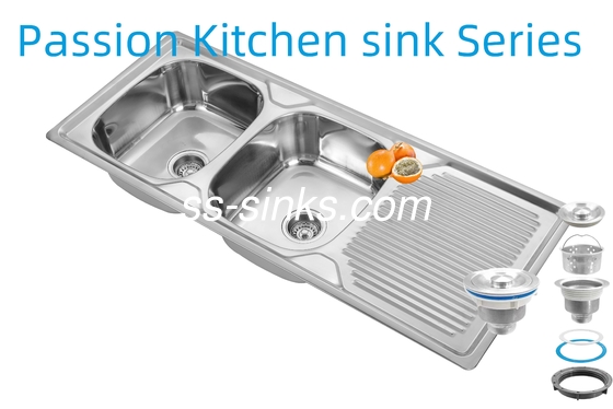 1200 X 500 mm Spoelbak van roestvrij staal met voorschort voor de keuken met een dikte van 0,6 mm/0,8 mm/1,0 mm en productafmetingen