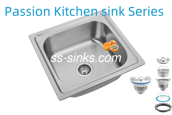 1 schaal Topmount keuken wastafel met 18/10 Chroom/Nickel roestvrij staal rechthoekig ontwerp