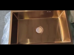 goudkleurige roestvrijstalen keukenspoelbak met één bak en overloopgat